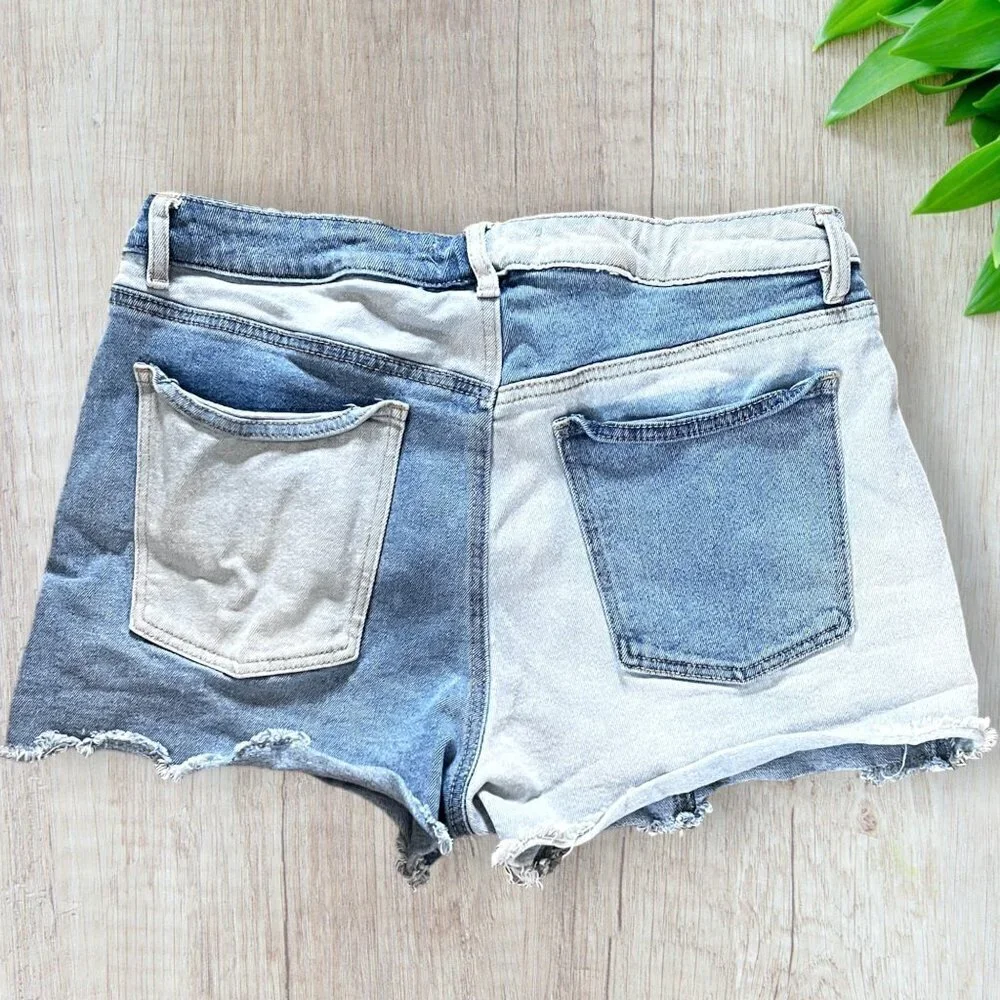 MADDEN NYC Denim Patchwork Cutoff Jeans Shorts 13